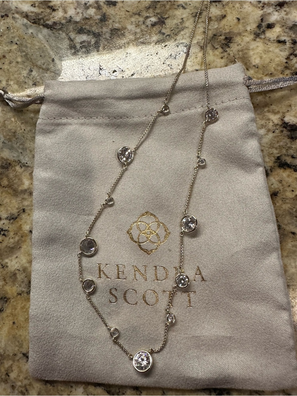 Kendra Scott Gold Crystal Necklace - Clear Stones
